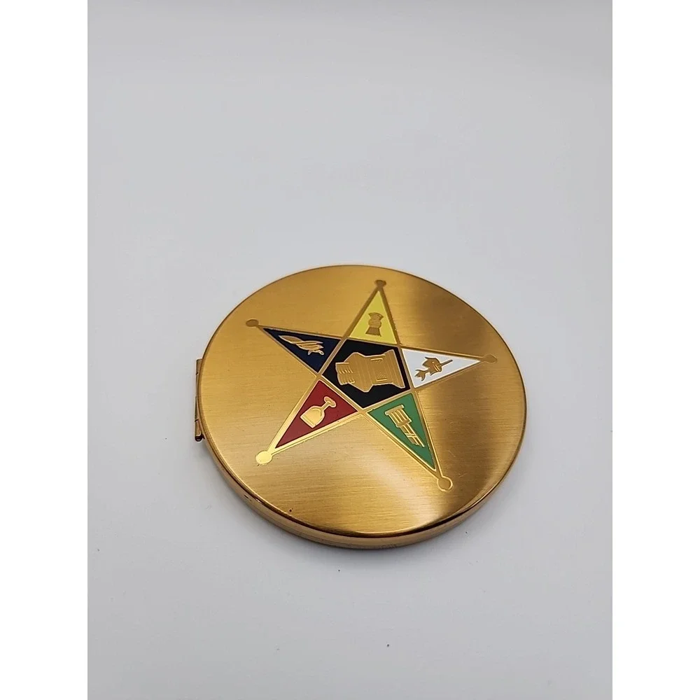 Vintage Elgin American Order Of Eastern Star Masonic 1950s Round Compact READ